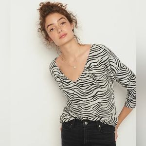 Maeve Taylor Zebra-Striped Pullover Blouse Size Medium